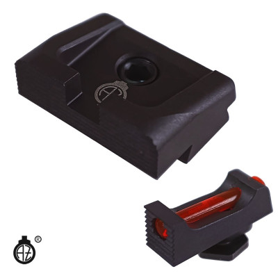 Ocelová mířidla Zendl pro pistole Walther PDP a GLOCK, muška světlovod. červená 1,5mm, hledí černé