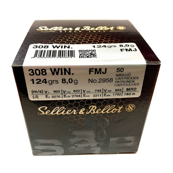 .308 WIN. FMJ SELLIER&BELLOT 124grs./8g 50ks