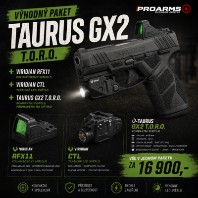 TAURUS GX2 T.O.R.O. 9x19 KOMPLETNÍ SET EDC - pistole, kolimátor, svítilna