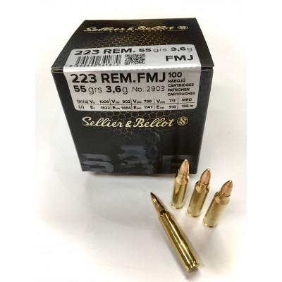 .223 Rem FMJ 3,6g/55grs. Sellier&Bellot 100ks