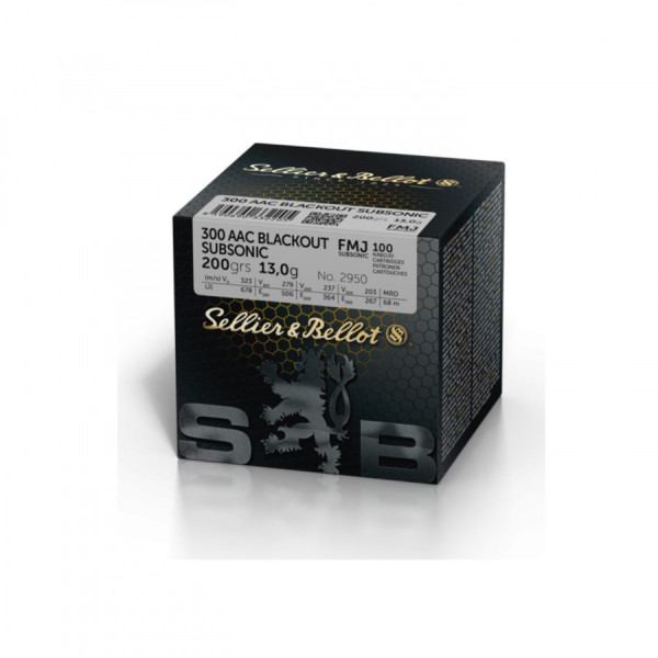 300 AAC BLACKOUT FMJ SUBSONIC 200gr. SB 100ks