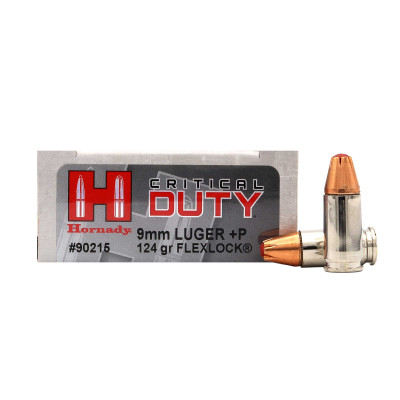 9mm Luger+P 124gr. FlexLock CRITICAL DUTY HORNADY 25ks
