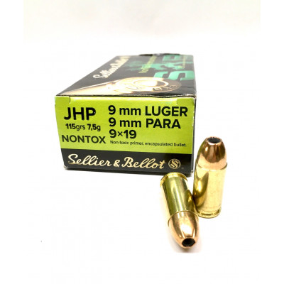9mm Luger 7,5g/115gr. JHP NonTox Sellier&Bellot