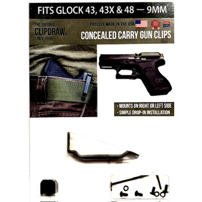 Klip na skryté nošení CLIPDRAW GLOCK 43,43x,48 - 9MM