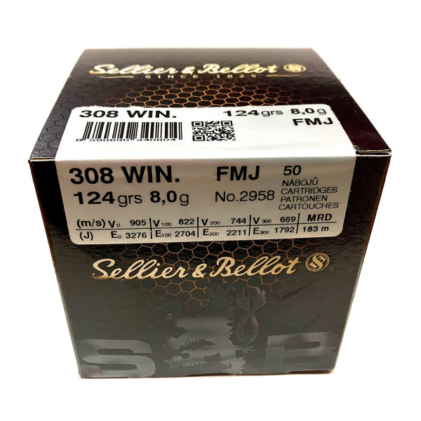 .308 WIN. FMJ SELLIER&BELLOT 124grs./8g 50ks