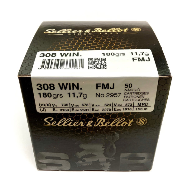 .308 WIN. FMJ SELLIER&BELLOT 180grs./11,7g 50ks