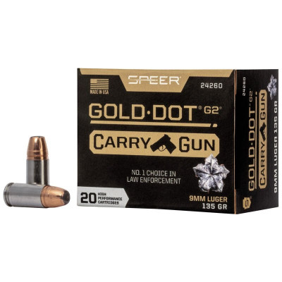 9mm Luger, 135GR (8,7g), GoldDot HP Speer, Carry Gun